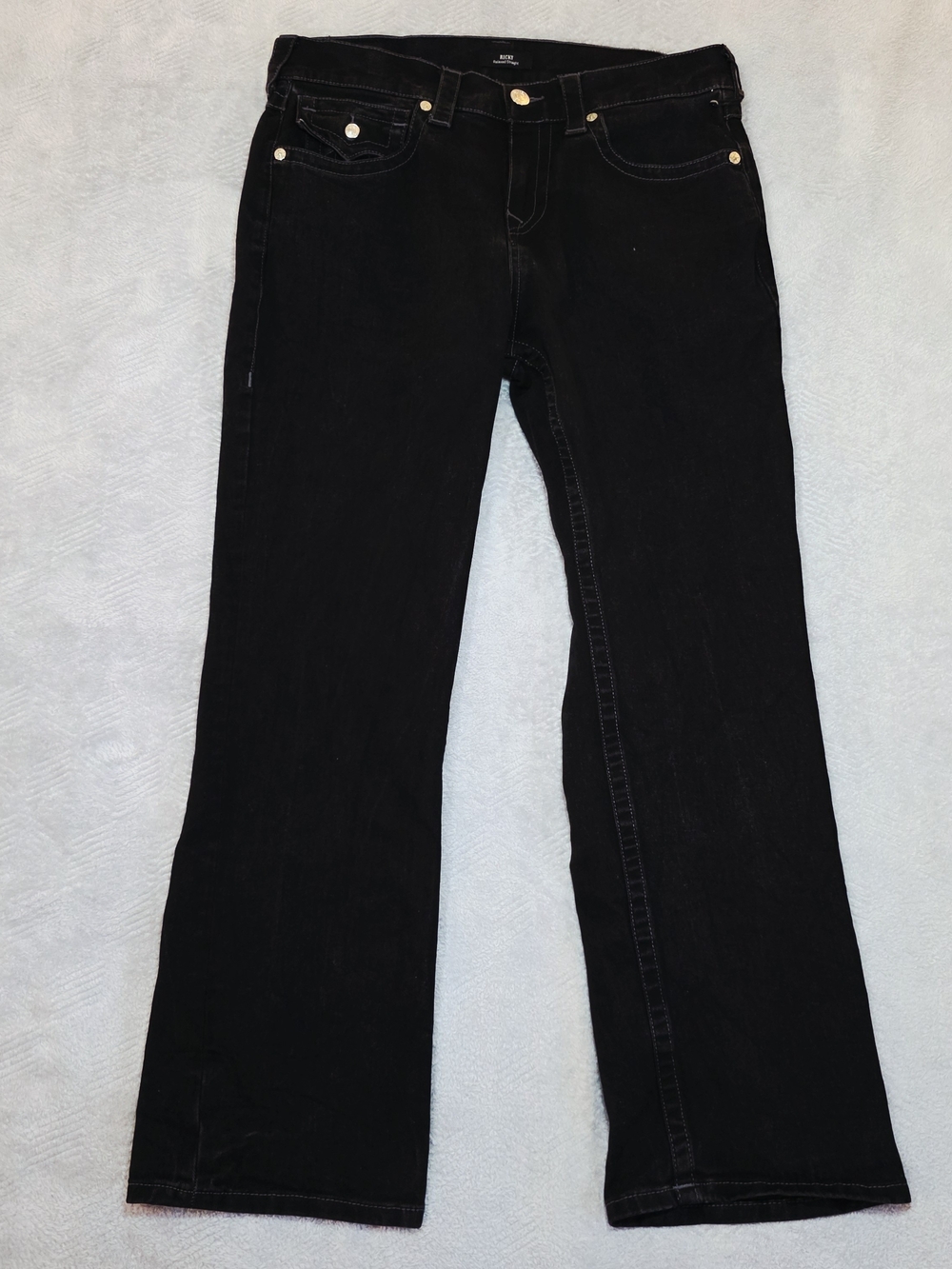True Religion Ricky Relaxed Straight Black Jeans 32